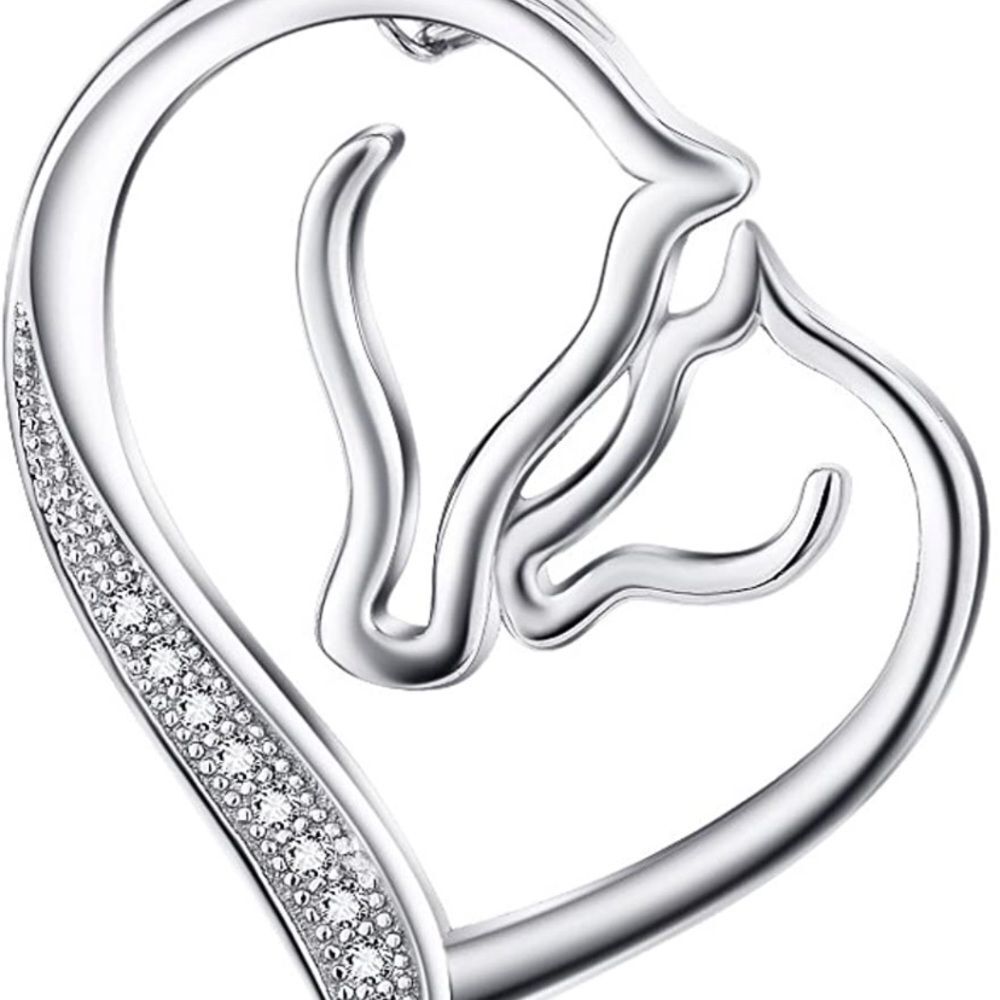 18k Diamond Horse Mustang Heart Love Necklace